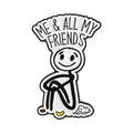 Pin de esmalte minimalista con texto 'Me & All My Friends' sobre un fondo blanco puro - Estilo de Figura de Palo Solitaria (QHXZ5000)