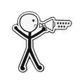 Pin de esmalte de figura de palo con personaje sosteniendo un megáfono y estrellas - Estilo Grito con Megáfono (QHXZ5001)