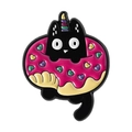 Spilla smaltata con gatto nero, corno di unicorno arcobaleno e distintivo a ciambella rosa - Stile Gatto Seduto Ciambella Cuore (QHXZ4952)