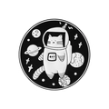 Schwarz-weiße Emaille-Anstecknadel mit süßer Astronauten-Katze und Weltraum-Motiven - Astronaut Katze Stil (QHXZ4987)