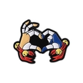 Creative enamel pin featuring hand heart gesture with red crab claw and yellow bell - Heart Hand Gesture Style (QHXZ4977)
