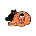 Halloween-Emaille-Pin mit schwarzer Katze, Kürbis und Geist mit Zaubererhut-Design - Schwarze Katze Kürbis Geist Stil (QHXZ4899)