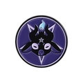 Cute cartoon devil enamel pin with purple star background and blue flame detail - Baphomet Goat Head Style (QHXZ4941)