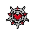 Gothic satanic demon goat metal enamel pin featuring a red heart and pentagram design - Thorns Red Heart Style (QHXZ4942)