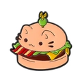Spilla creativa a forma di gatto burger in smalto con lattuga e formaggio per zaini - Burger di Gatto (QHXZ5007)