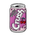 Rosa Emaille-Pin in Dosenform mit You're my Crush Text und Kirsch-Motiv auf Weiß - Rosa Lila Kirsche Getränkedose Stil (QHXZ4973)