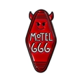 Spilla smaltata Motel 666 rossa e nera con corna da diavolo e stile gotico punk - Stile Diavolo Rosso (QHXZ5017)