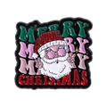 Weihnachtsmann-Emaille-Anstecknadel mit rosa Sonnenbrille und Merry Christmas Text - Merry Christmas Schriftzug Weihnachtsmann(QHXZ4984)