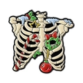 Broche de Navidad gótico de caja torácica con bastón de caramelo y acebo - Estilo Decorativo de Costillas de Navidad (QHXZ5030)