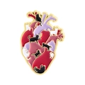 Anatomical heart enamel pin featuring black and white cat silhouettes in gold plating - Climbing Cat Heart Style (QHXZ5090)