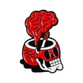 Spilla smaltata teschio creativo con design del cervello fumante in rosso, bianco e nero - Stile Fumo Cervello Scheletro (QHXZ5099)