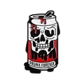 Spilla smaltata a forma di lattina con teschio e scritta Drunk Forever rétro - Stile Lattina Soda Scheletro (QHXZ5100)