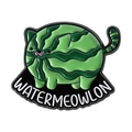 Spilla divertente in smalto a forma di gatto anguria con scritta Watermeowlon - Stile Gatto Anguria (QHXZ5066)