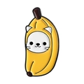Niedliche Emaille-Bananenkatzen-Brosche mit gelber Schale und weißem Katzencharakter - Bananen-Katze-Stil (QHXZ5110)