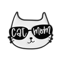 Emaille-Anstecknadel Katze mit Sonnenbrille und Cat Mom Schriftzug für Kleidung - Katzenmutter Stil (QHXZ5103)