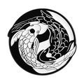 Creatieve zwart-witte Tai Chi koi vissen emaille speld met minimalistisch design - Yin Yang Koi Vis Stijl (QHXZ5020)