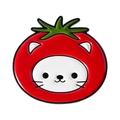 Kreative Emaille-Katzenbrosche im roten Tomaten-Design mit weißem Katzenkopf-Detail - Tomaten-Katze-Stil (QHXZ5111)