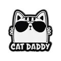 Cartoon-Emaille-Pin-Badge mit cooler Katze, Sonnenbrille und CAT DADDY Aufschrift - Katzenvater Stil (QHXZ5104)