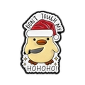 Funny Christmas duck enamel pin with knife and Don't Touch My slogan metal badge - Christmas Chicken with Knife Style (QHXZ5087)