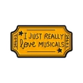 Broche de esmalte amarillo con forma de entrada de musical y texto I love Musicals - Estilo de Boleto de Teatro Musical (QHXZ5087)