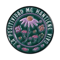 Spilla rotonda in smalto verde con margherita viola e testo positivo spagnolo - Stile Margherita Viola (QHXZ5064)
