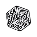 Religious hexagon enamel pin set with black and white Trust God and Thank God quotes - Hexagonal 3D Quote Style (QHXZ5076)