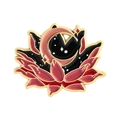 Emaille lotus speld met roze maansikkel en sterren op een zwarte ondergrond - Roze Lotus Nieuwe Maan Stijl (QHXZ5165)