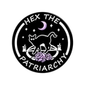 Emaille-Pin mit schwarzer Katze auf Pentagramm und Hex The Patriarchy Spruch - Schwarze Katze Stil (QHXZ4939)