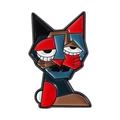 Künstlerische Emaille-Brosche mit abstraktem Katzenmotiv und bunten Geometrie-Details - Abstraktes Katzen-Stil (QHXZ5107)