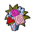 Detailansicht einer abstrakten Emaille-Brosche mit geometrischen Mustern und buntem Pop-Art - Abstrakte Blume Stil (QHXZ5108)