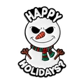 Pin de esmalte de muñeco de nieve gruñón con bufanda y texto Happy Holidays - Estilo de Muñeco de Nieve Gruñón (QHXZ5241)
