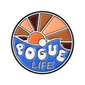 Pin de esmalte estilo autobús retro con diseño POGUE LIFE de atardecer y mar redondo - Estilo de Olas al Atardecer (QHXZ5205)