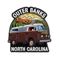 Pin esmaltado de bus VW Outer Banks North Carolina con diseño de montaña y bosque - Estilo de Camioneta Vintage (QHXZ5206)
