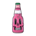 Rosa Sprudelflasche Emaille-Pin mit Totenkopf-Motiv und grünem Verschluss im Gothic-Stil - Rosa Totenkopf Limoflasche (QHXZ5243)