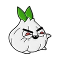 Funny angry garlic enamel pin brooch with white body and green leaves accessory - Angry Garlic Expression Style (QHXZ5154)