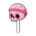 Cartoon dunkler Stil rosa Totenkopf Lutscher Emaille Pin mit glattem Metall Finish - Rosa Totenkopf Lutscher (QHXZ5245)