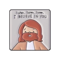 Vierkante emaille speld met Jezus-illustratie en I Believe In You motiverende tekst - Geloof Inspirerende Stijl (QHXZ5195)