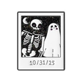 Halloween emaille speld polaroid-stijl met schedel spook glitter en datum 10/31/25 - Halloween Polaroid Stijl (qhxz5265)