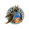 Broche en émail chauve-souris gothique avec bord doré et fond de lune bleu profond - Style Chauve-souris Champignon (QHXZ5223)