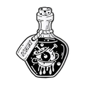 Dark style enamel pin featuring a potion bottle with eyeball and Oculus label - Eyeball in Potion Bottle Style (QHXZ5139)