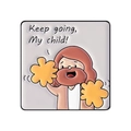 Vierkante emaille speld met Jezus, gele pompons en Keep going My child tekst - Opvrolijkende Stijl (QHXZ5197)