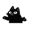 Badge broche chat noir mignon en émail avec expression innocente pour décoration de sac - Style de Chat Noir de Dessin Animé (qhxz5237)