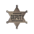 Western style bronze deputy star badge brooch with vintage metallic texture finish - Deputy Style (QHXZ5133)