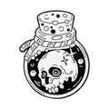 Spilla smaltata creativa bianca e nera pozione con teschio e stile farfalla dark - Stile Teschio in Bottiglia (QHXZ5140)