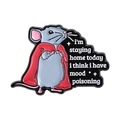 Emaille-Anstecknadel mit blauer Maus und lustigem Mood Poisoning Text-Design - Cartoon-Umhang Maus (QHXZ5250)