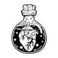 Spilla smaltata stile punk gotico con cuore in bottiglia e dettagli in bianco e nero - Stile Cuore in Bottiglia (QHXZ5141)