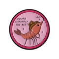 Cartoon shrimp enamel badge with cowboy hat and You're Shrimply the Best text - Cowboy Hat Style (QHXZ5218)