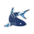 Blue shark enamel brooch with colorful glitter and white wave pattern for bags - Shark Wave Style (QHXZ5220)