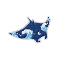 Deep sea shark enamel pin badge with navy blue waves and sparkling moon design - Starry Sky Shark Style (QHXZ5221)