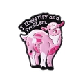 Emaille-Anstecknadel Rosa Ziege mit I Identify As A Problem Spruch für Kleidung - Problem Rosa Lamm (QHXZ5254)